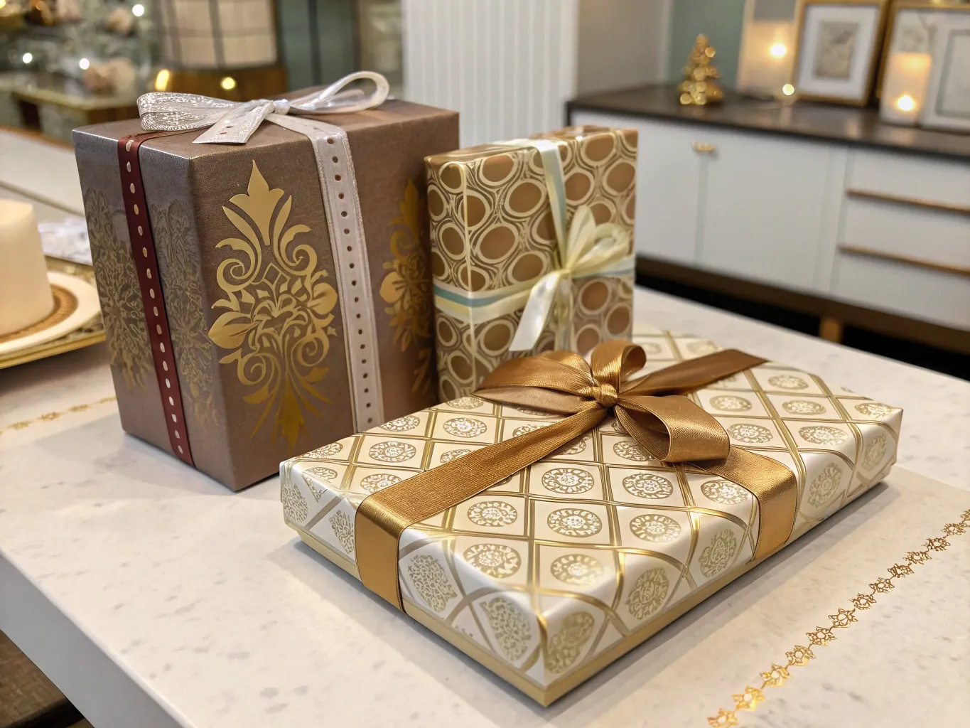 Premium gift wrapping with luxurious materials and intricate design